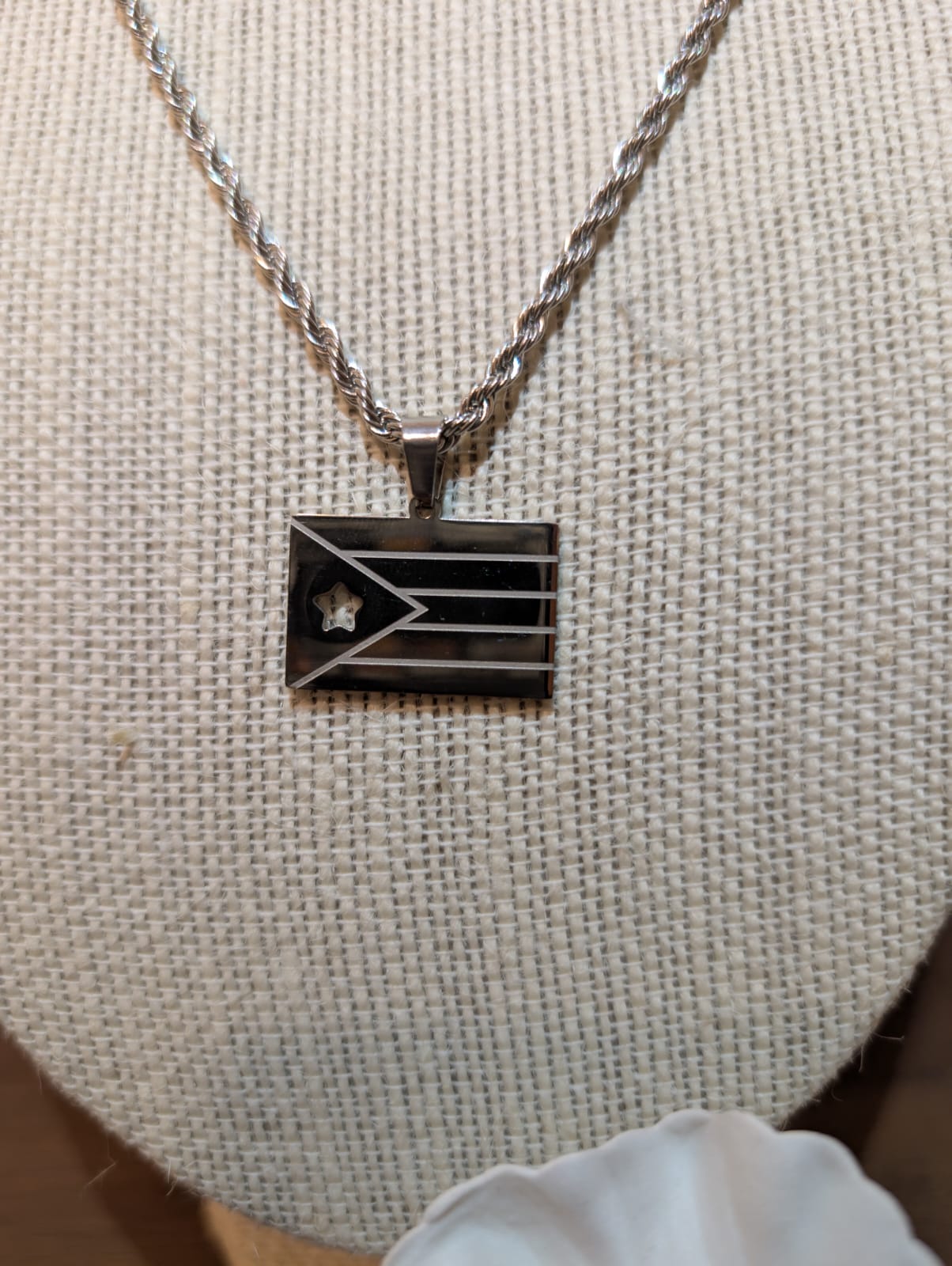 Stainless Steel Puerto Rico Flag Necklaces